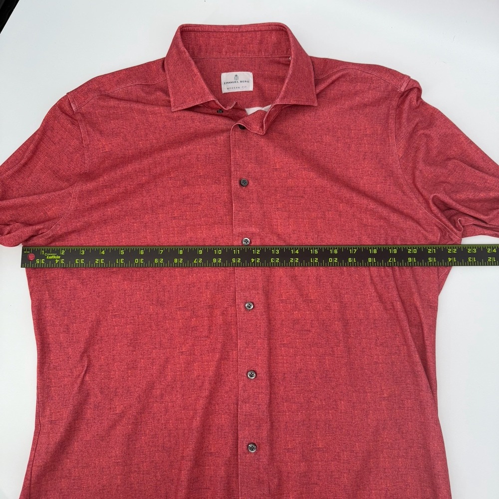 Emanuel Berg Byron Casual Button Down Shirt Size 42 Neck 16.5 Size Large Red - Picture 8 of 10